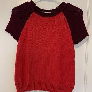 Madewell Womens Knit Short Sleeve Sweater Colorblock Size XS Gray/Red/ Burgundy